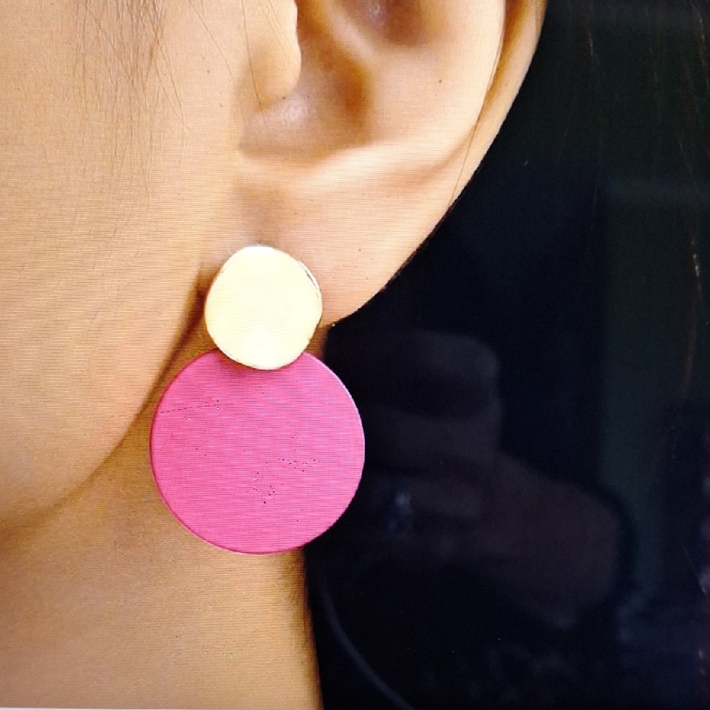 Pink and Gold Statement Earrings
